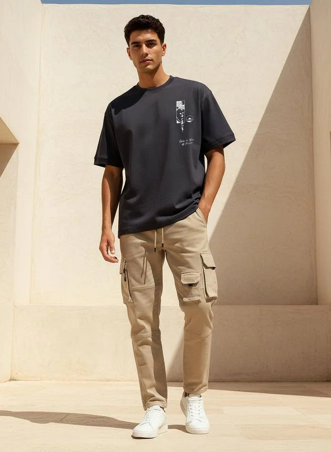 SP Characters  Men Regular Fit Crew Neck Short Sleeve Katsushika Hokusai Print T-shirt for Men | Best Price UAE